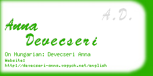 anna devecseri business card